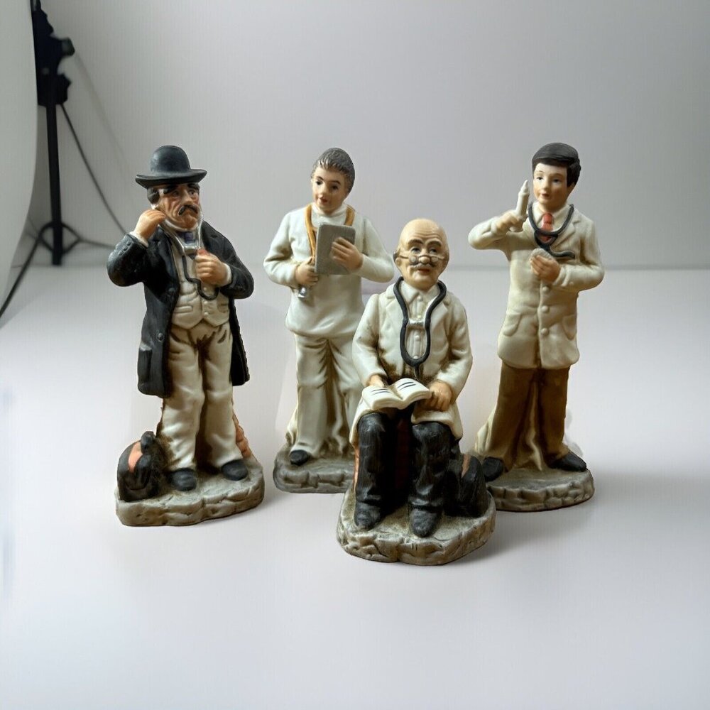 Lot of 4 Vintage Ayerst Ceramic Doctor of Different Eras Figurines 4-5” tall